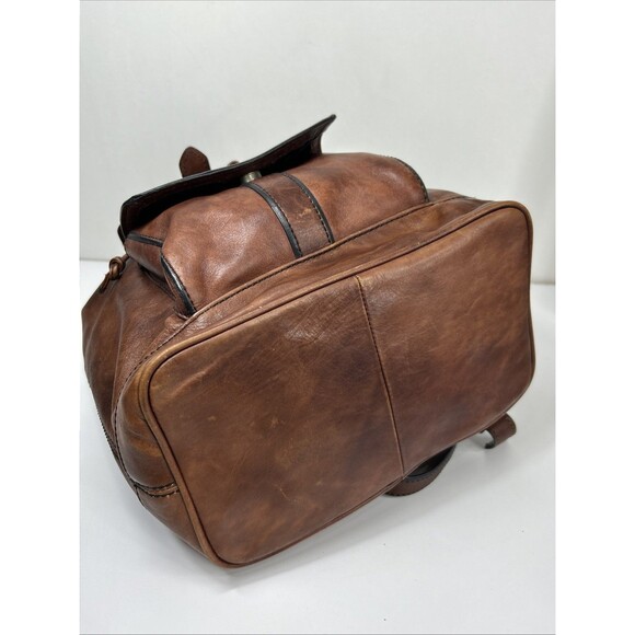 Fossil Genuine Leather Long Live Vintage 1954 Bucket Backpack Brown Key Charm - Picture 15 of 16
